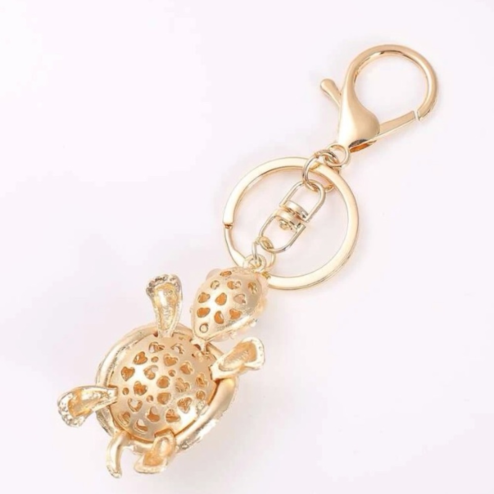 Rhinestone Turtle Charm Keychain - NEW - Picture 3 of 4